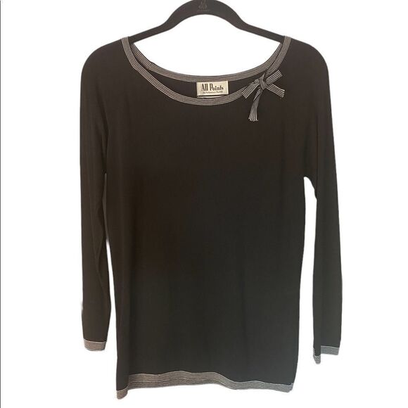 New All Points Classic Knit Top, size Small, black with black and white trim - Picture 1 of 5